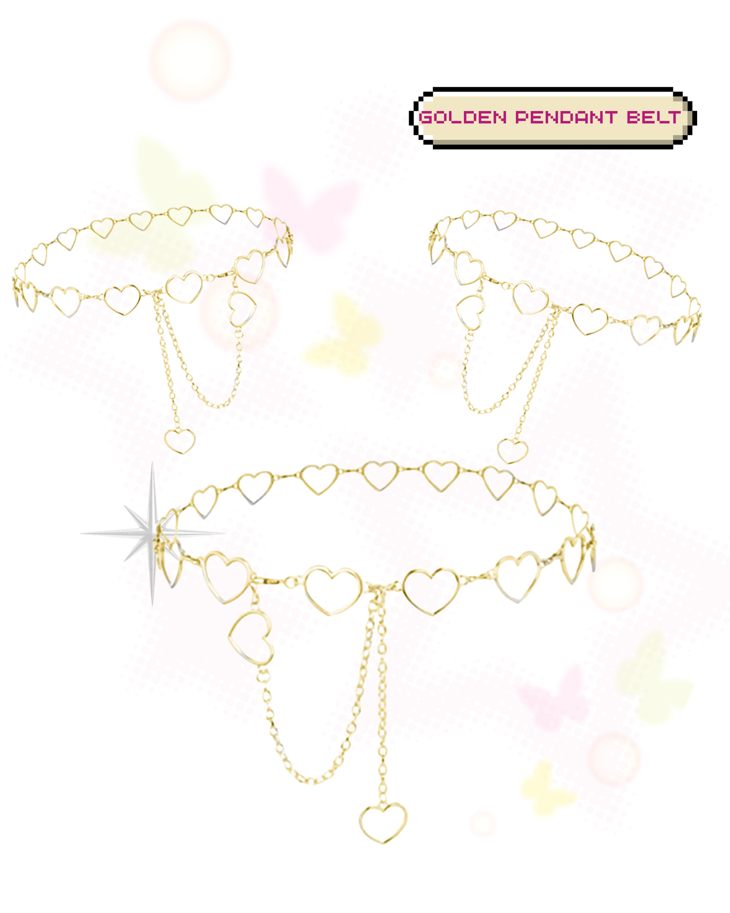 Golden Heart Pendant Belt✨