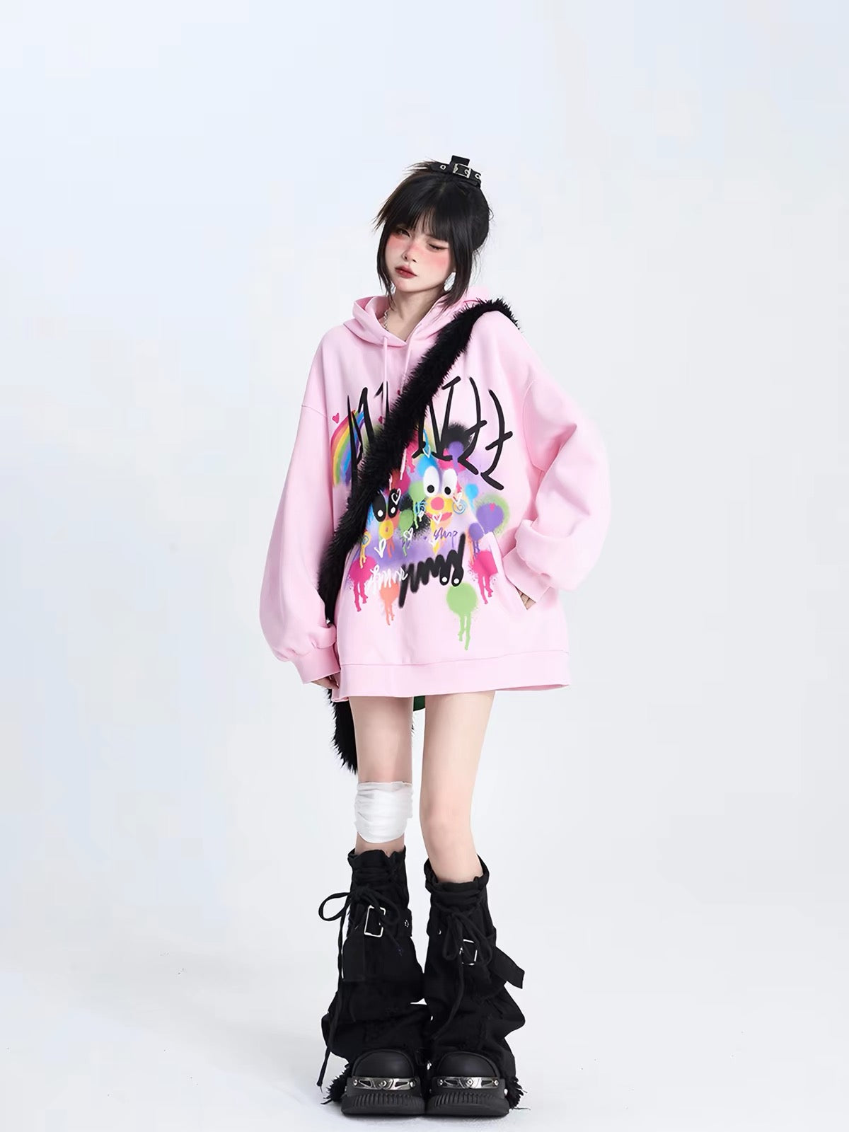 Pink oversized hoodie full outfit styling
