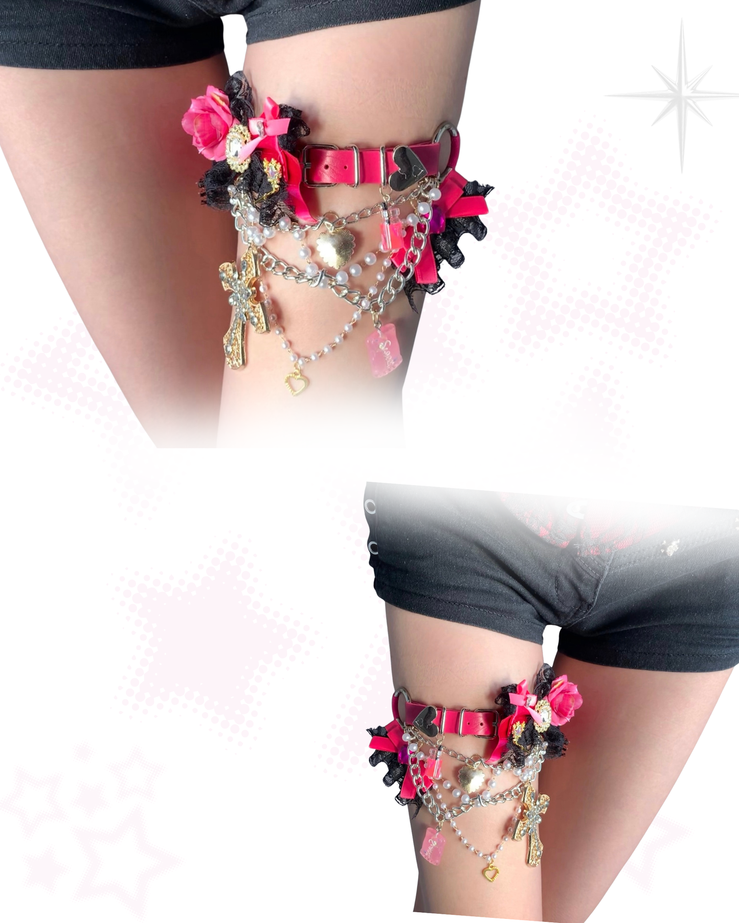 Pink Rose Noir Leg Garter