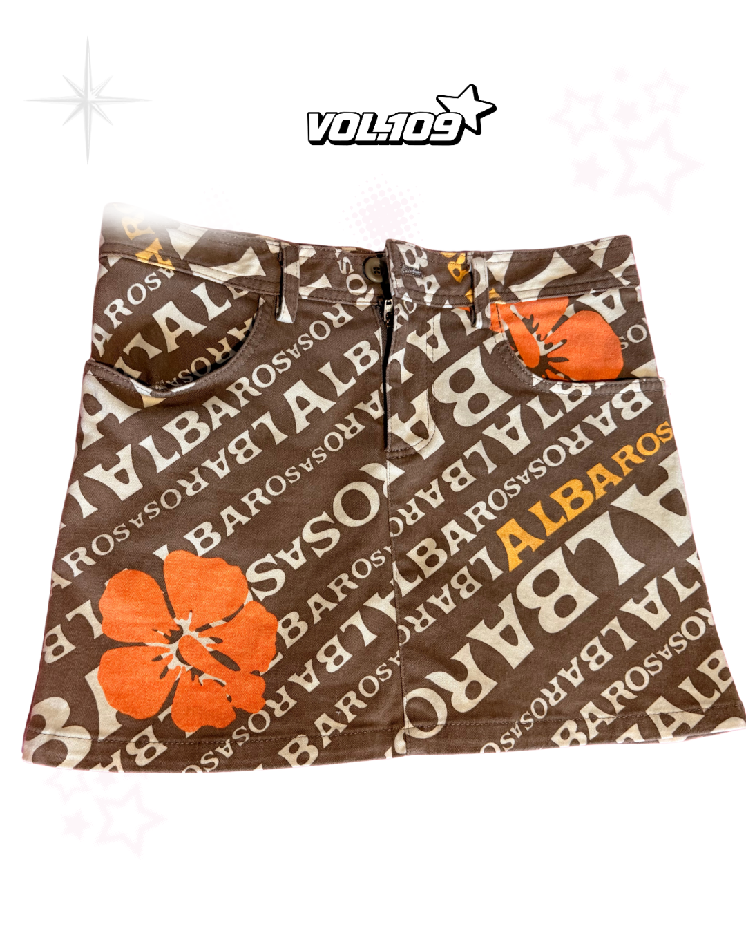 AlbaRosa Y2K Vintage - Orange Hibiscus Gyaru Mini Skirt