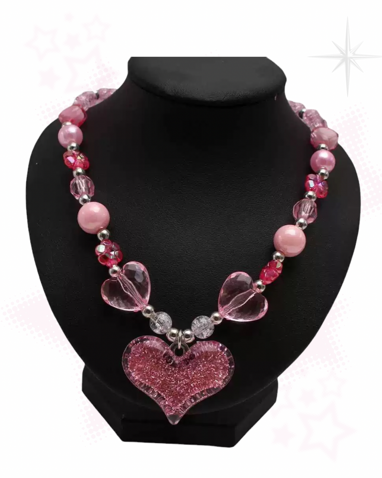 Pink Sugar Heart Necklace & Bracelet Set