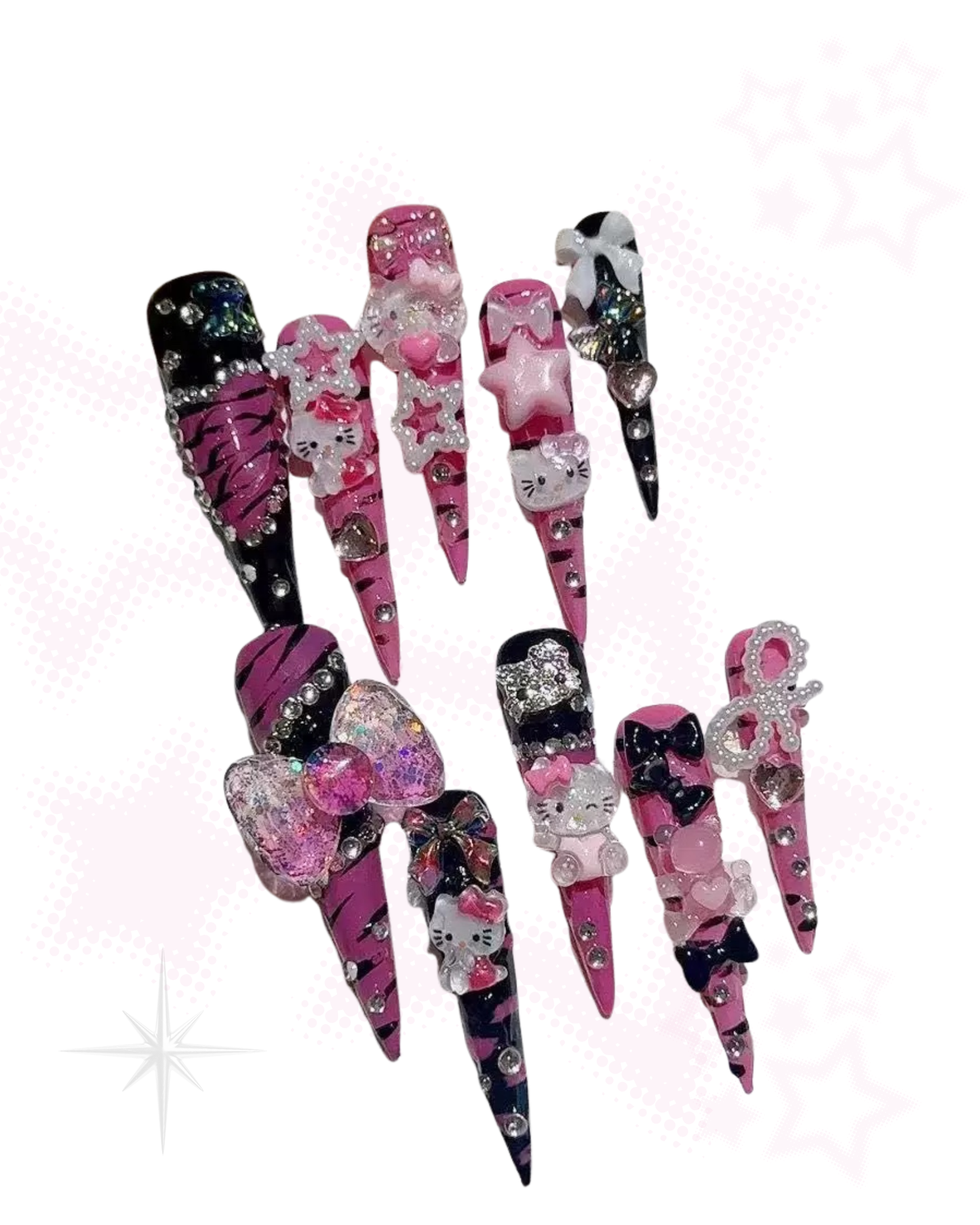 Hello Kitty Rockstar Press-On Nails 🖤💗