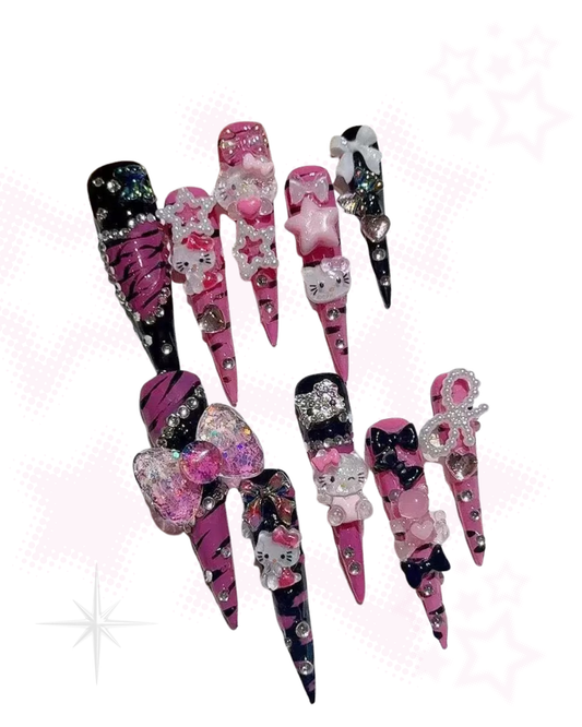 Hello Kitty Rockstar Press-On Nails 🖤💗