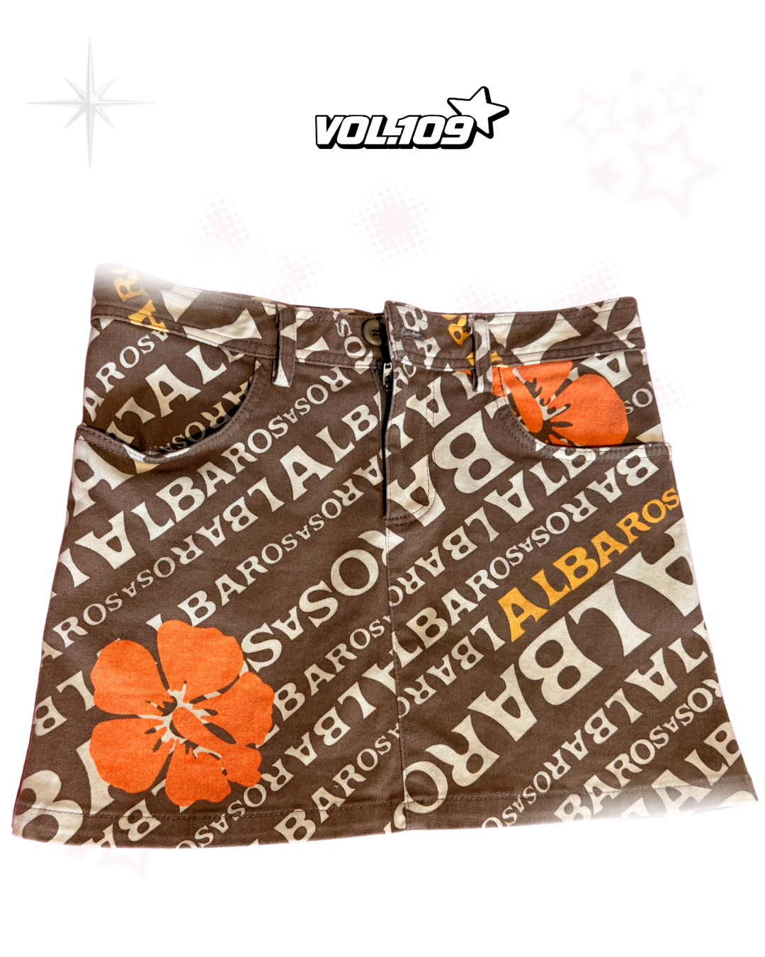 AlbaRosa Y2K Vintage - Orange Hibiscus Gyaru Mini Skirt