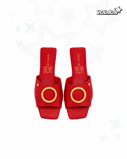 Nazario Scarlet Ring Leather Slides