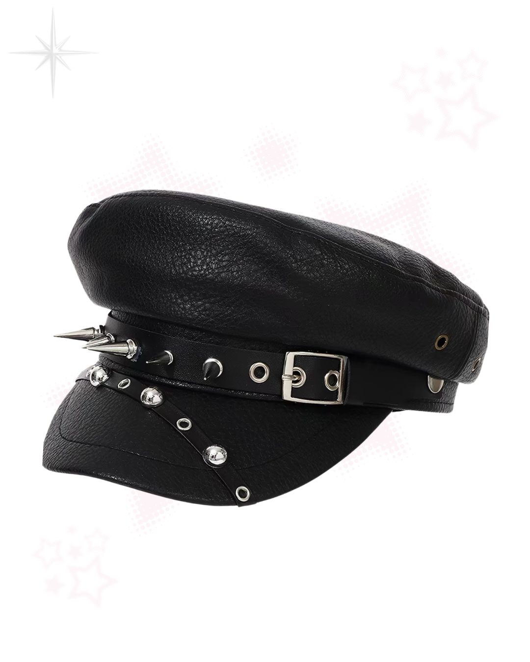 Punk Leopard Studded Military Cap