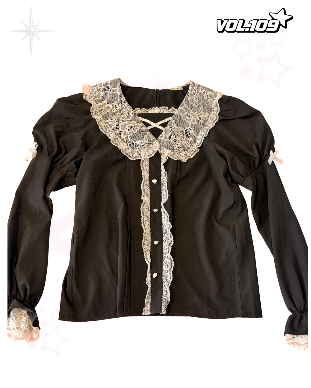 NOÉMIE 2024 Lace Princess-Sleeve Blouse — Black