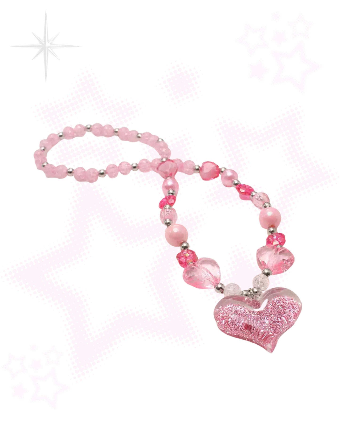 Pink Sugar Heart Necklace & Bracelet Set