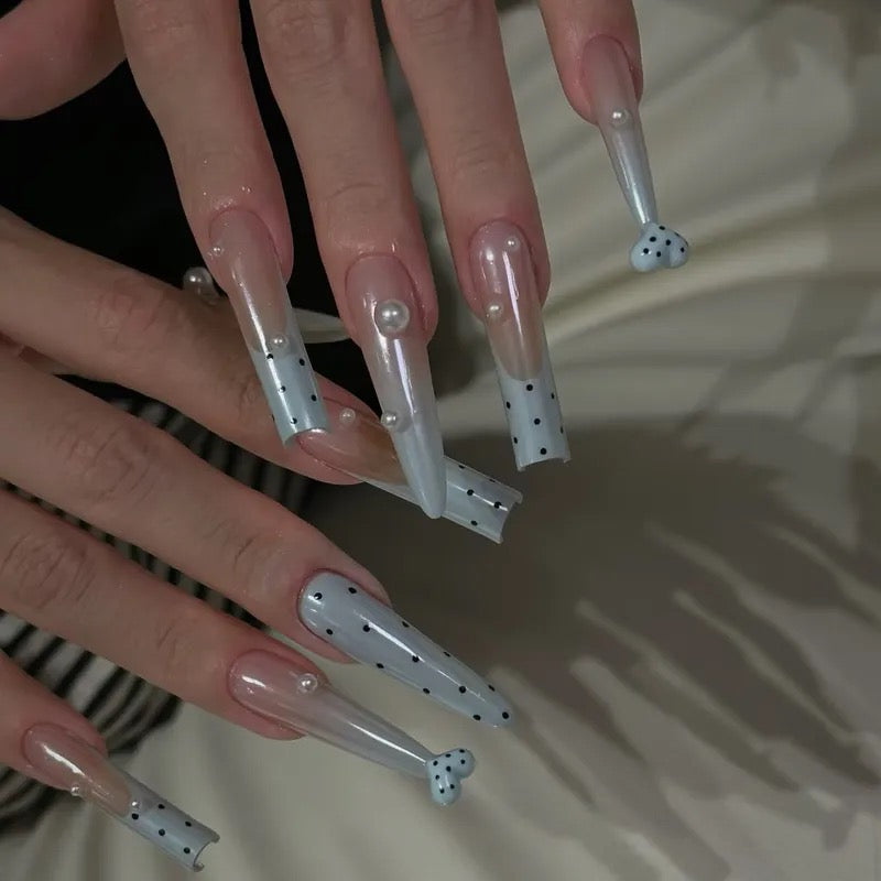 Pearl Polka Dot 3D Press-On Nails