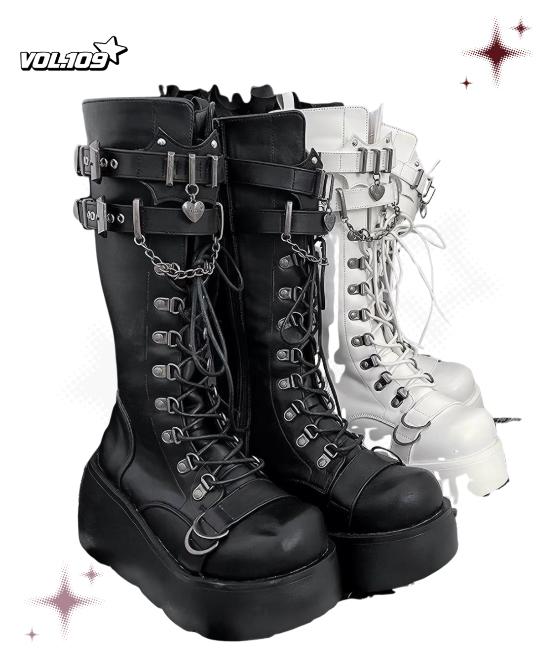 Heart Chain Platform Knee-High Boots