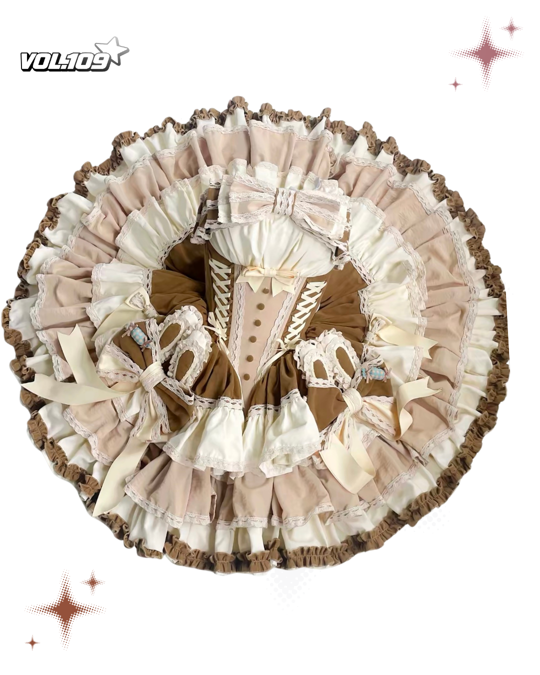 Vanilla Mocha Corset Ruffle Dress