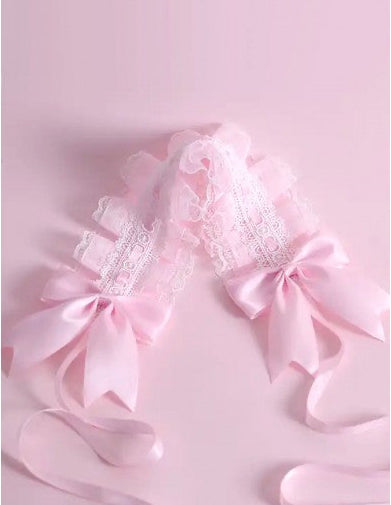 🎀Sweet Lace Ribbon Headdress – Pink