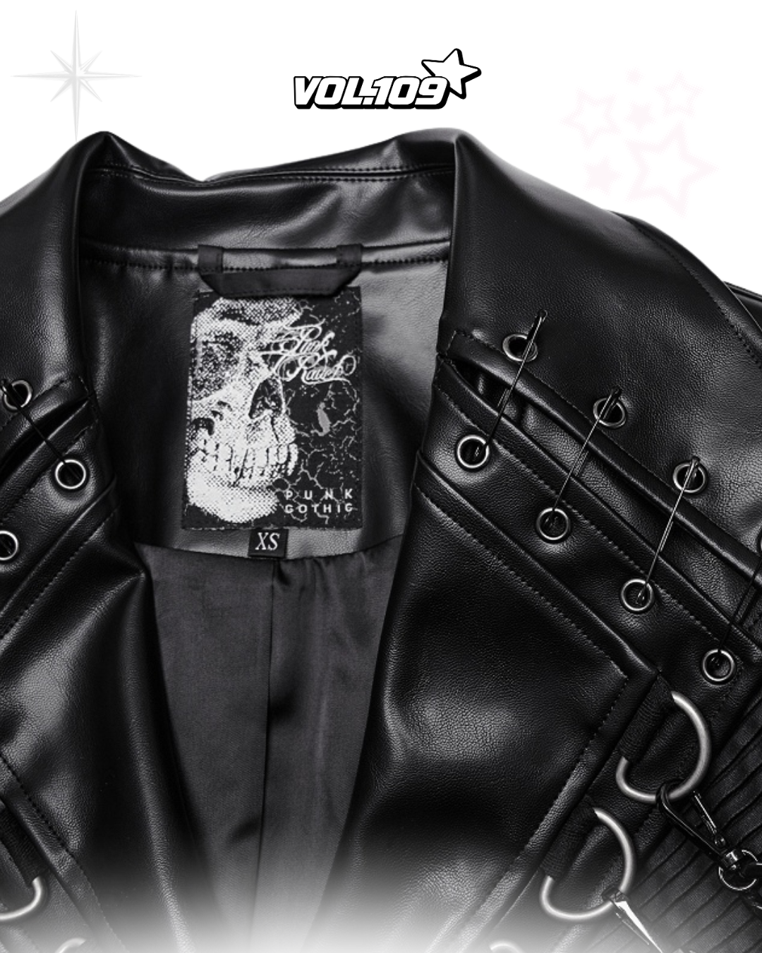 Black Punk Visual- Heavy leather jacket (Small)