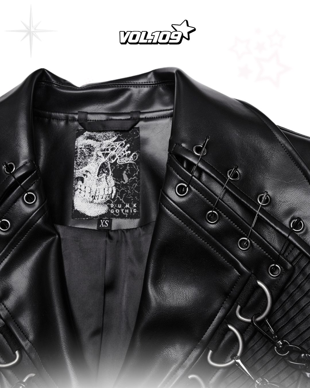 Black Punk Visual- Heavy leather jacket (Small)