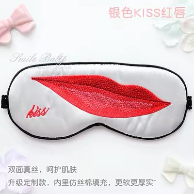 White Kiss embroidered sleep mask