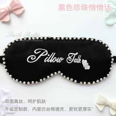 Black Pillow Talk rhinestone sleep mask