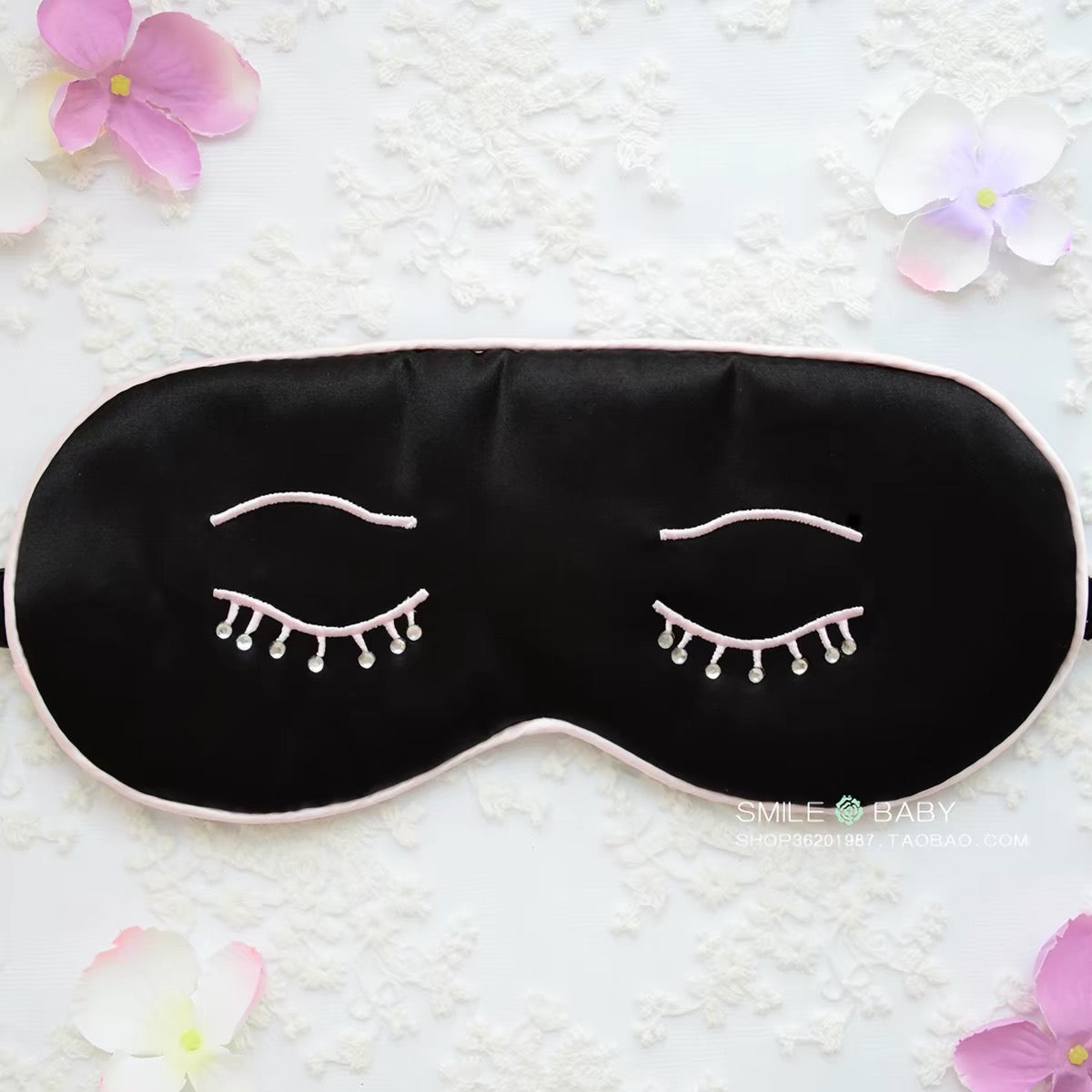 Black rhinestone eyelash sleep mask