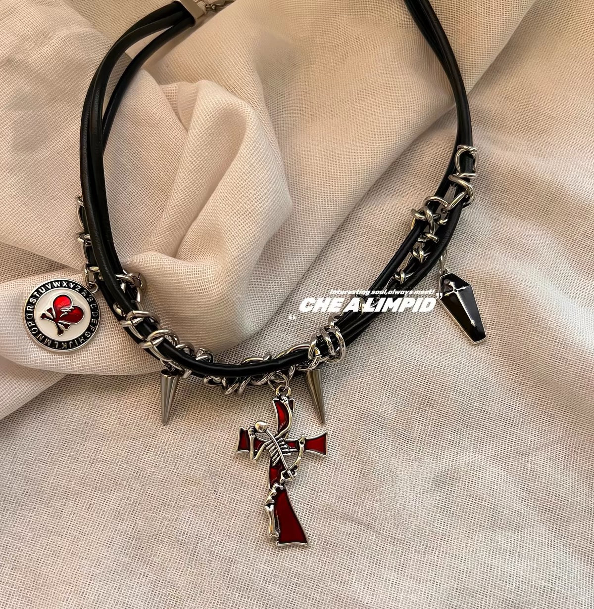 Black layered chain choker product detail