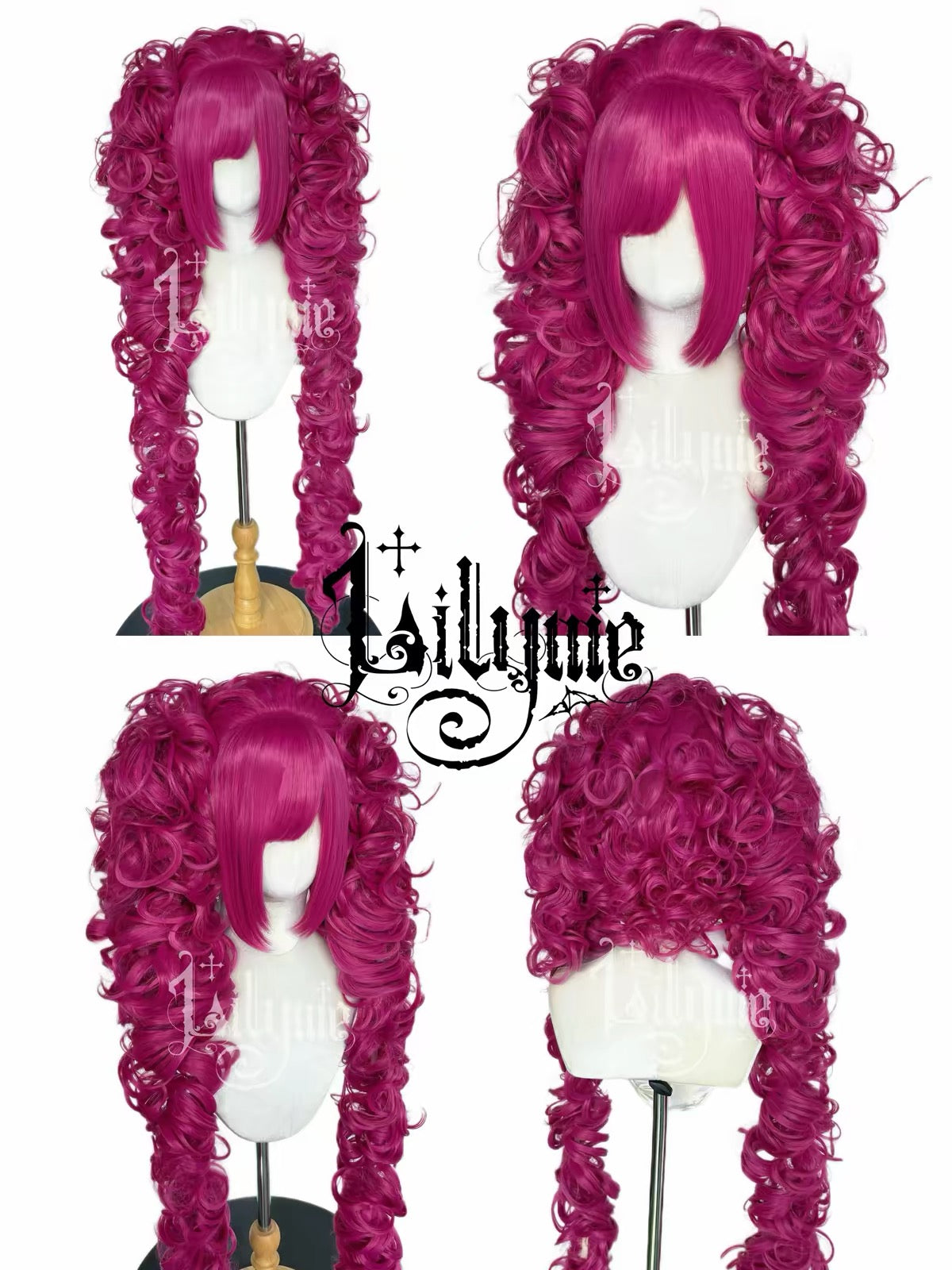 Cold plum pink curly Lolita wig