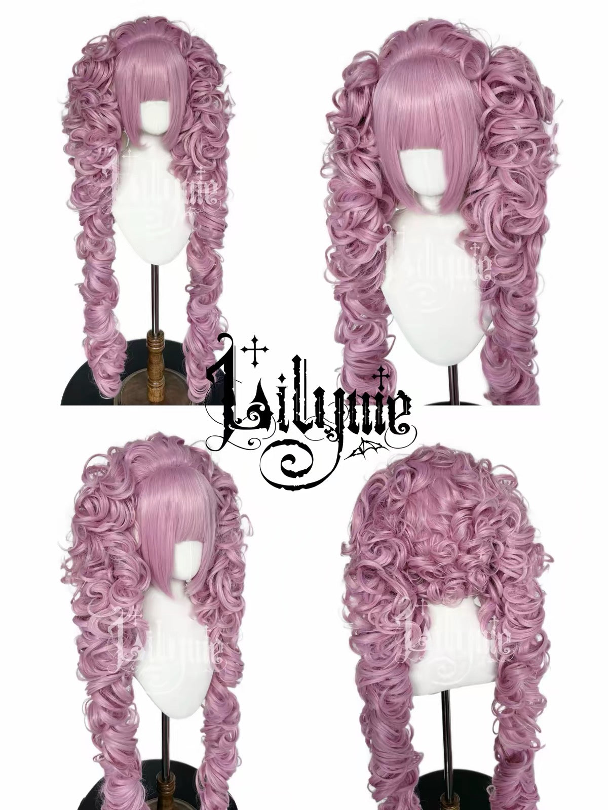 Cherry blossom pink curly Lolita wig