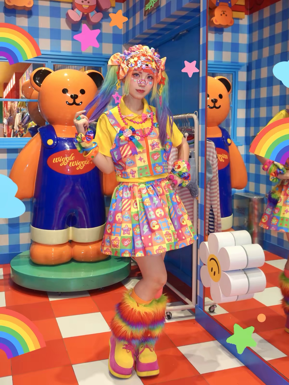 Colorful Decora vest outfit