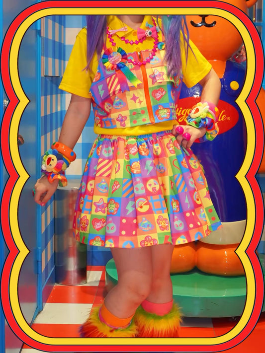 Colorful Decora Kei pleated skirt