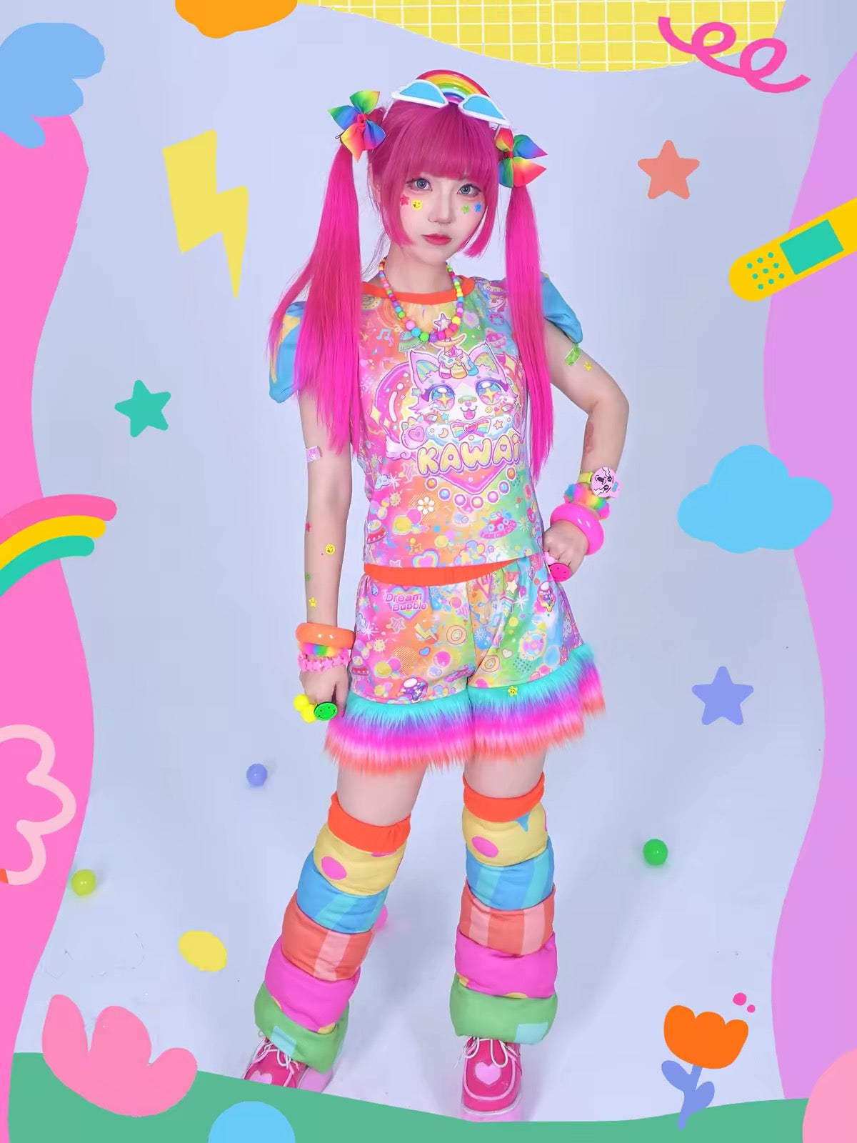 Dream Bubble colorful padded leg warmers