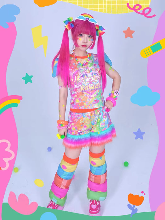 Dream Bubble colorful padded leg warmers