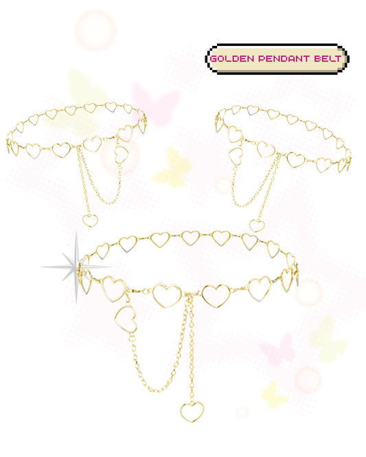 Golden Heart Pendant Belt✨