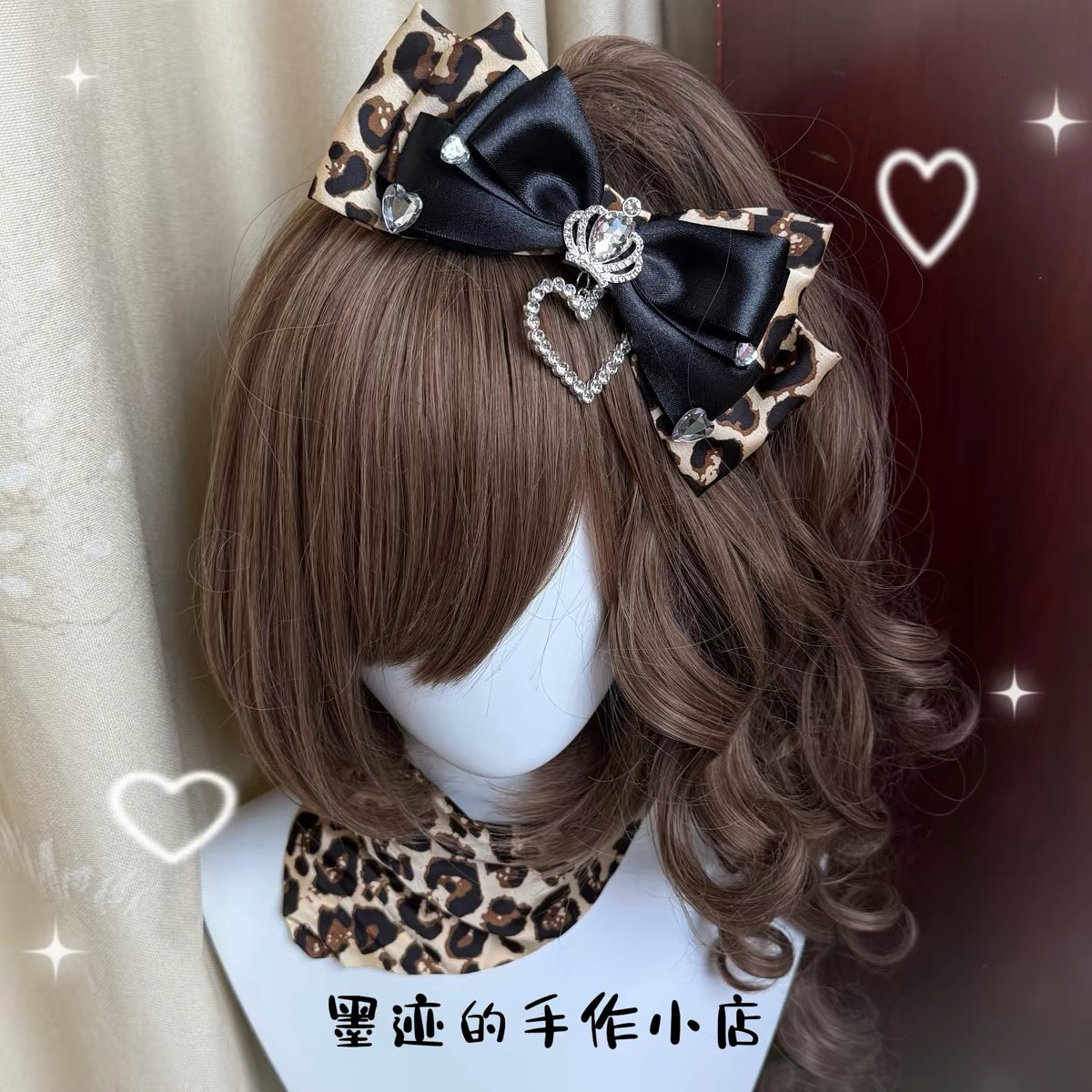 Brown leopard print handmade bow hair accessory