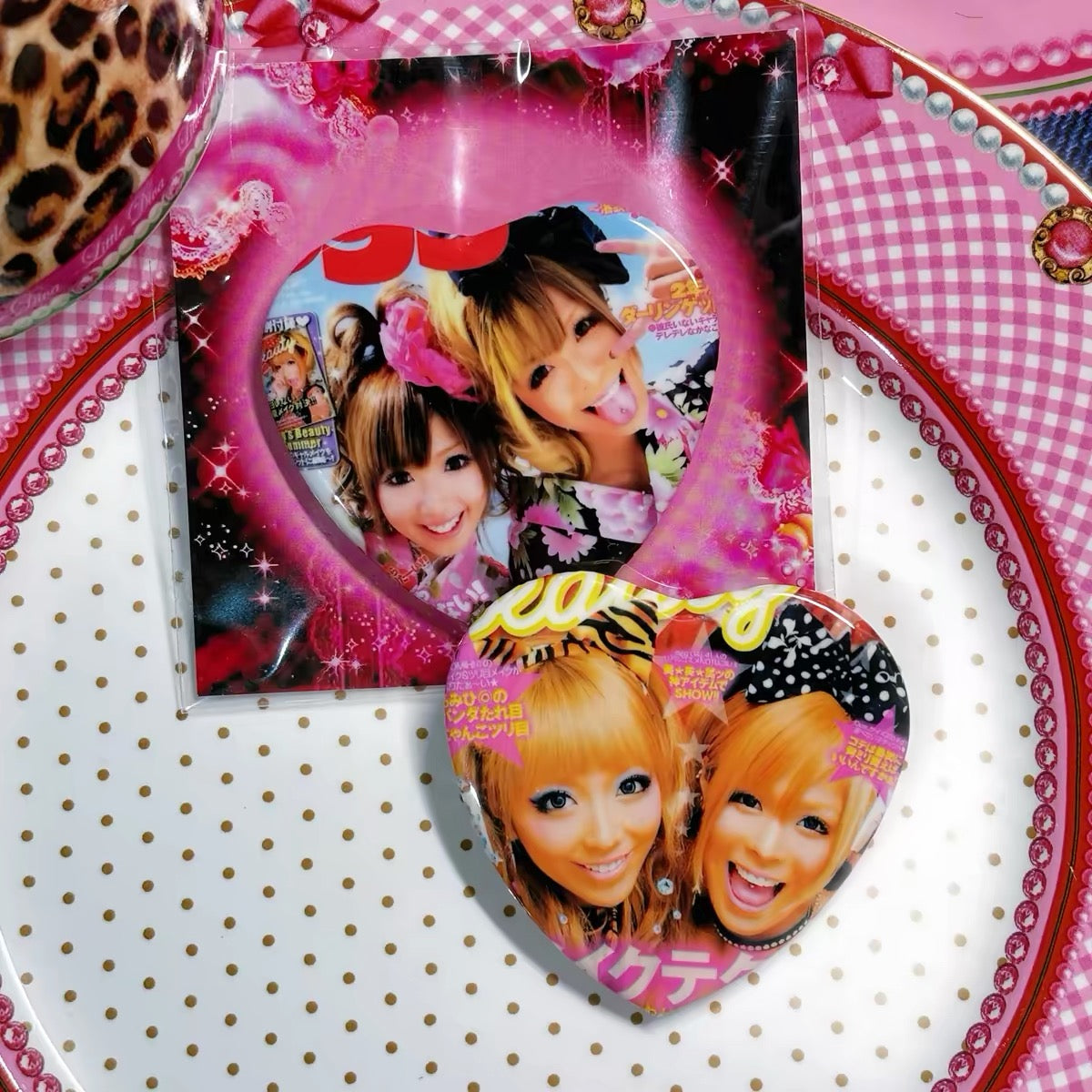 Mini round gyaru magazine style pin orange hair duo