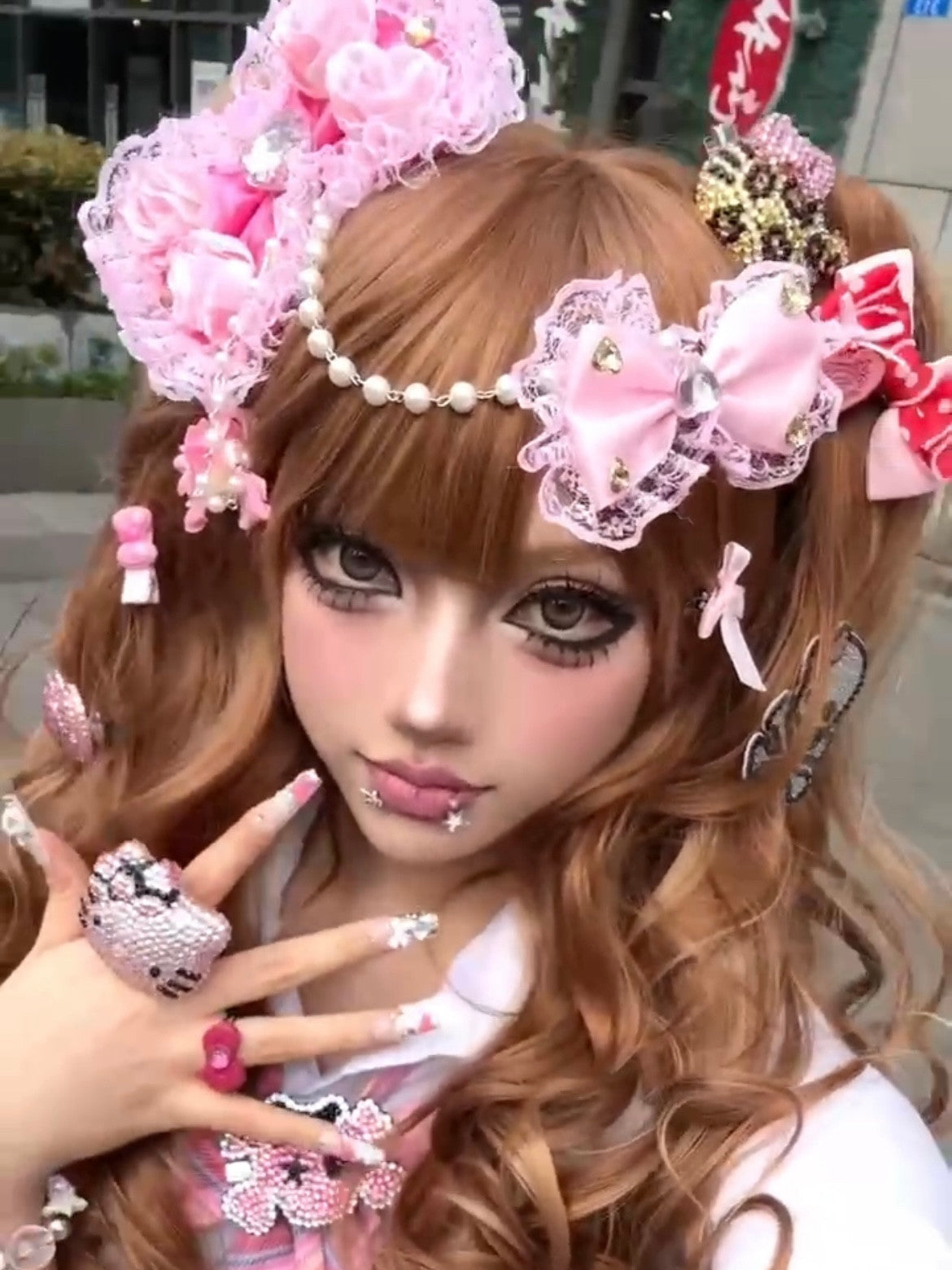 Hime Rose Head Bow – Hot Pink