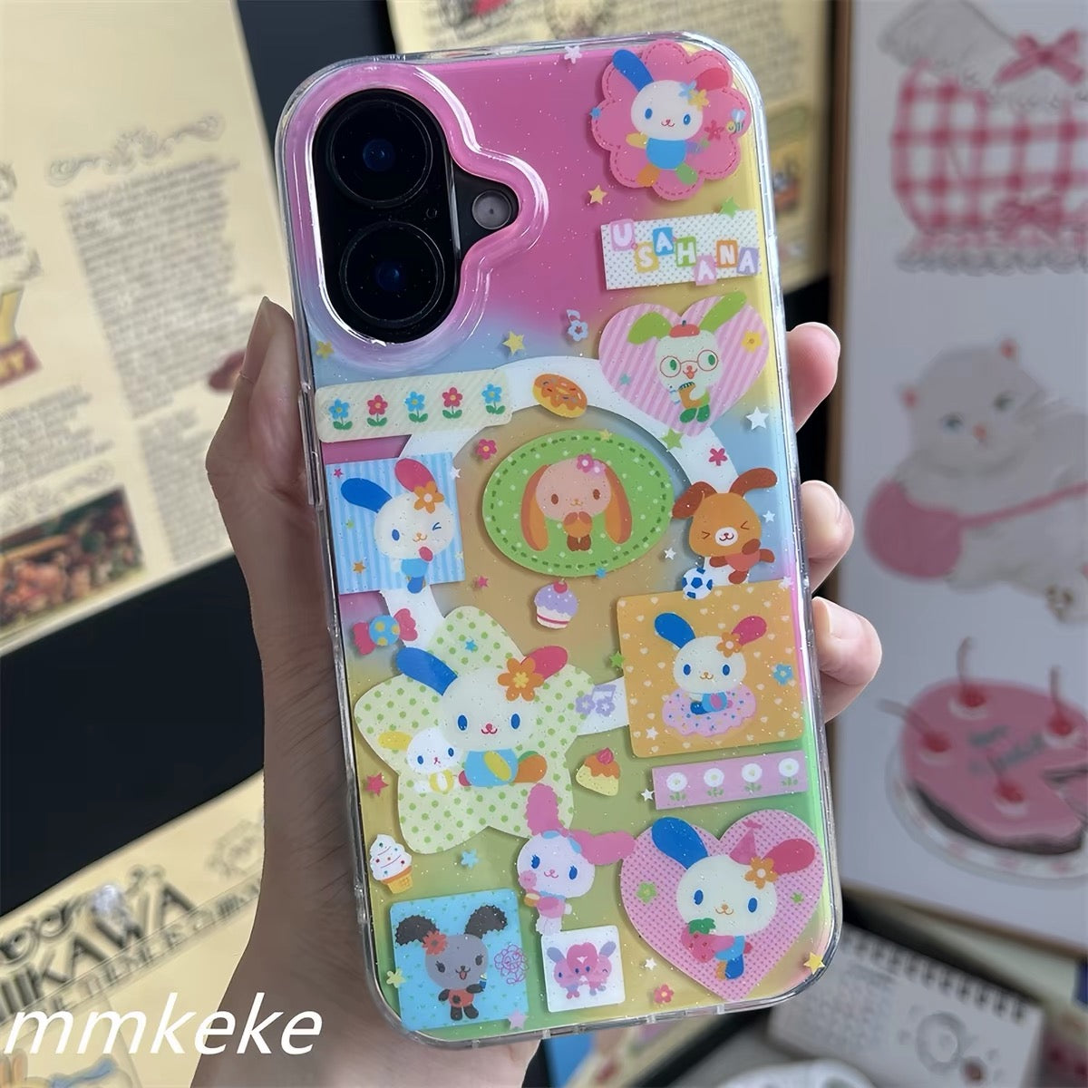 Kawaii bunny phone case without magnetic holder