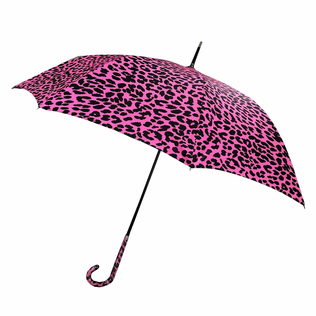Pink leopard print umbrella open view