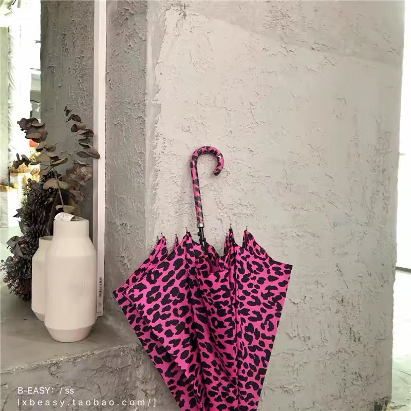 Pink leopard print umbrella lifestyle display