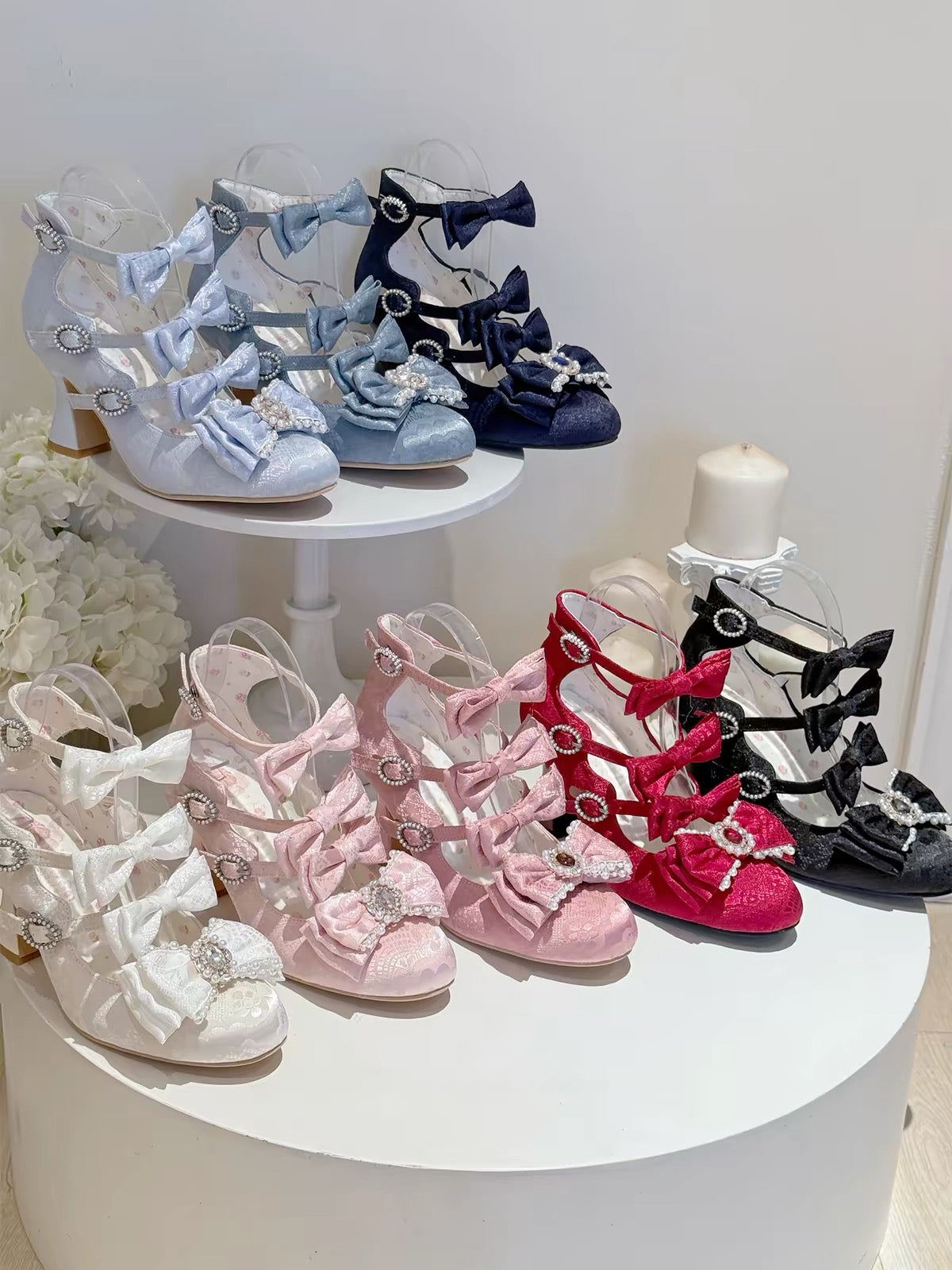Lolita bow heels in multiple colors