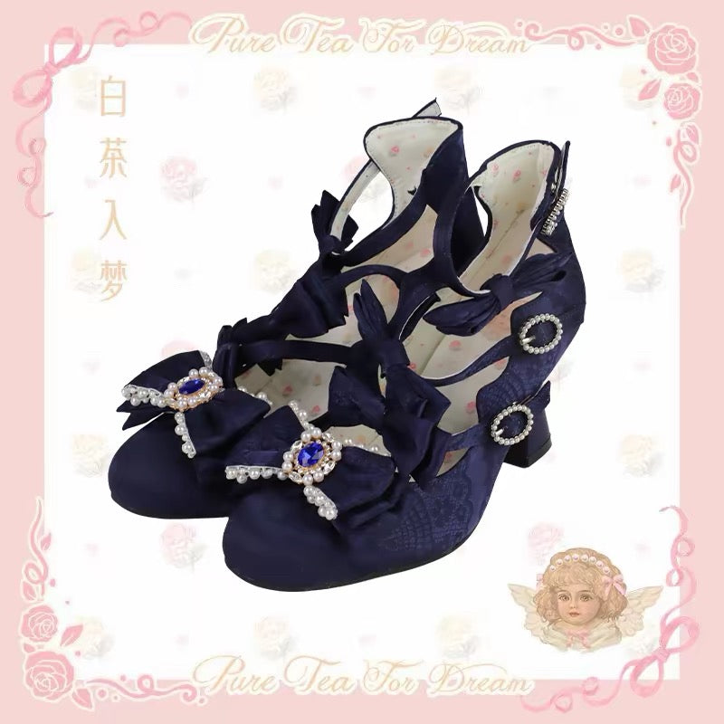 Navy Lolita bow heels