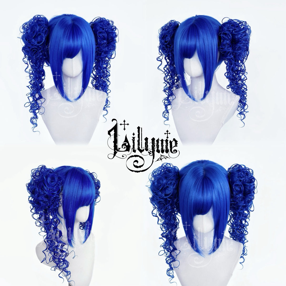 Lolita twin-tail curly wig in blue