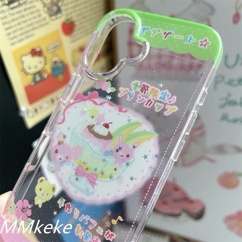 Pastel bunny dessert clear phone case close-up