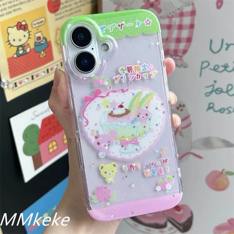 Pastel bunny dessert phone case front view
