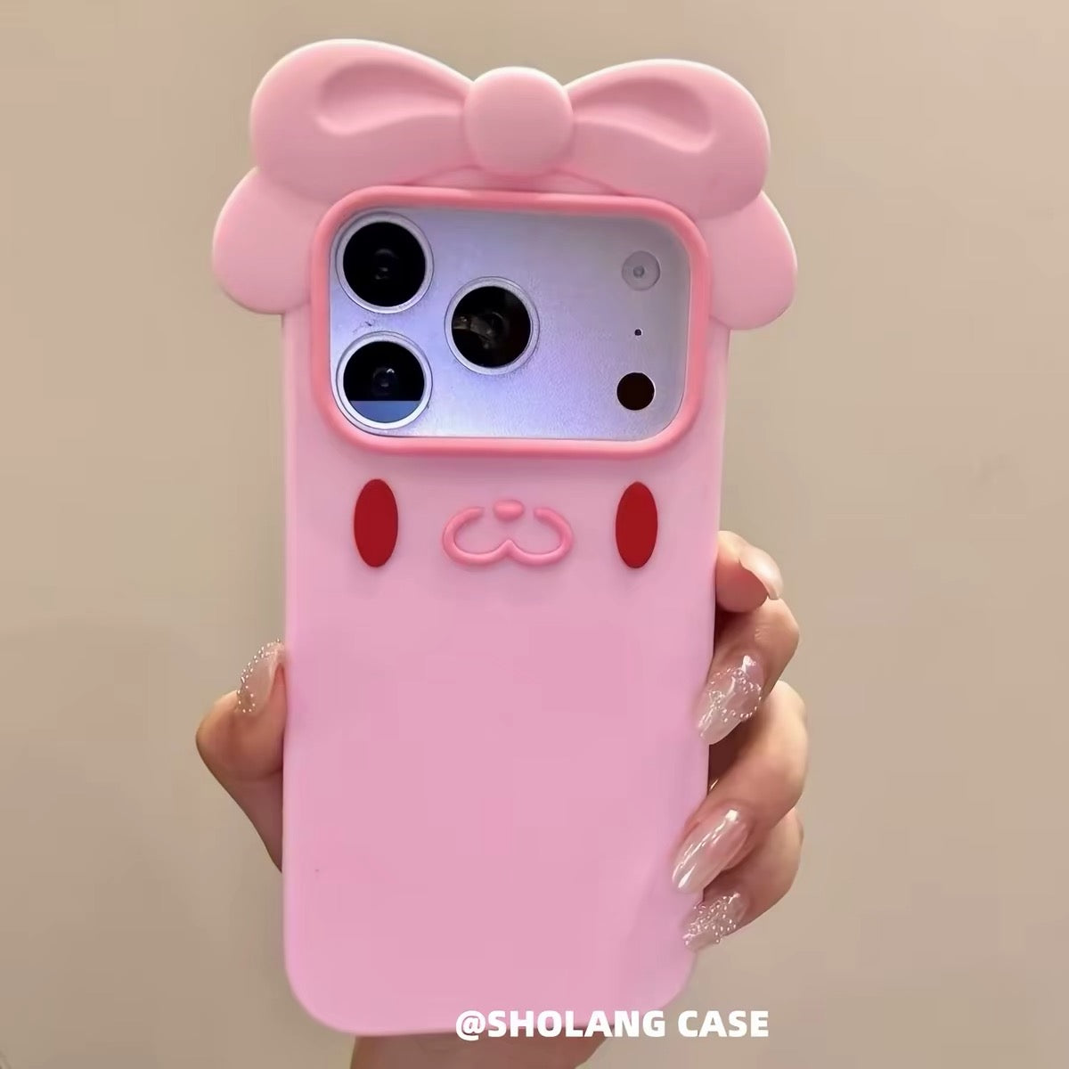 Pink bow silicone phone case