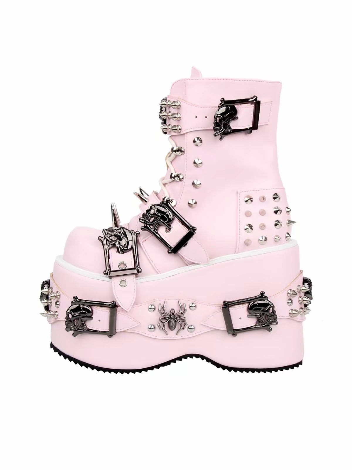 Pink skull and spike platform boots
