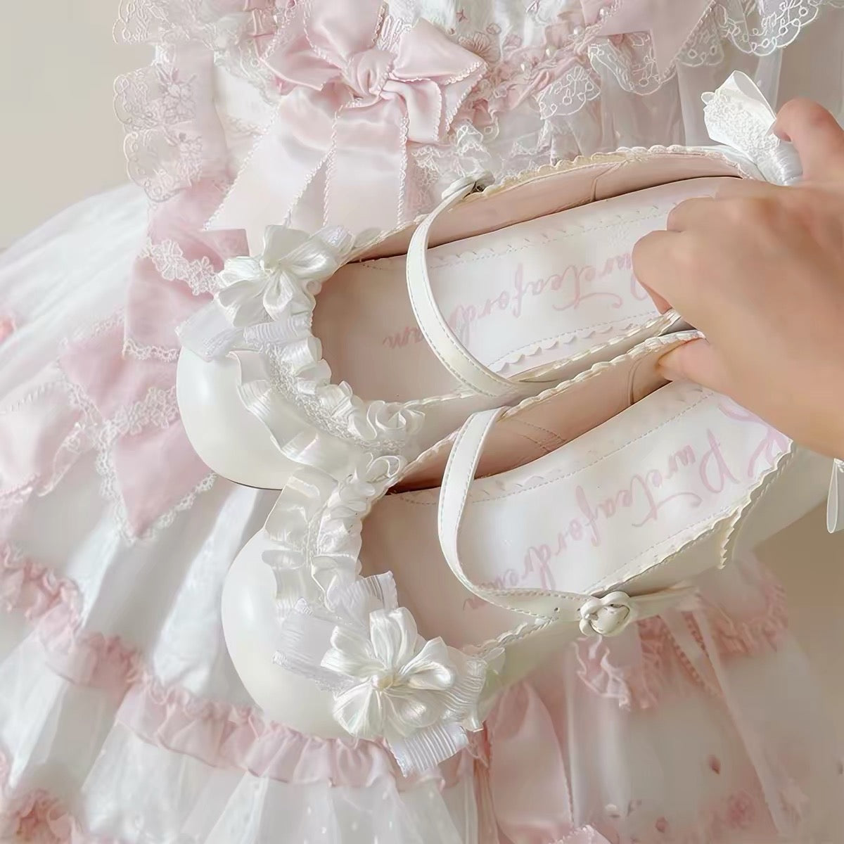 Blue low heel Lolita shoes