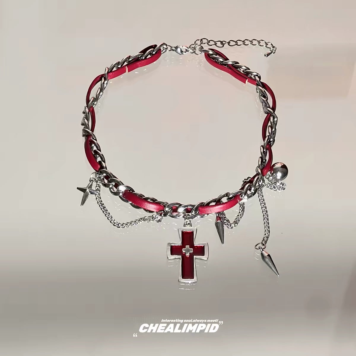 Red cross chain choker product view