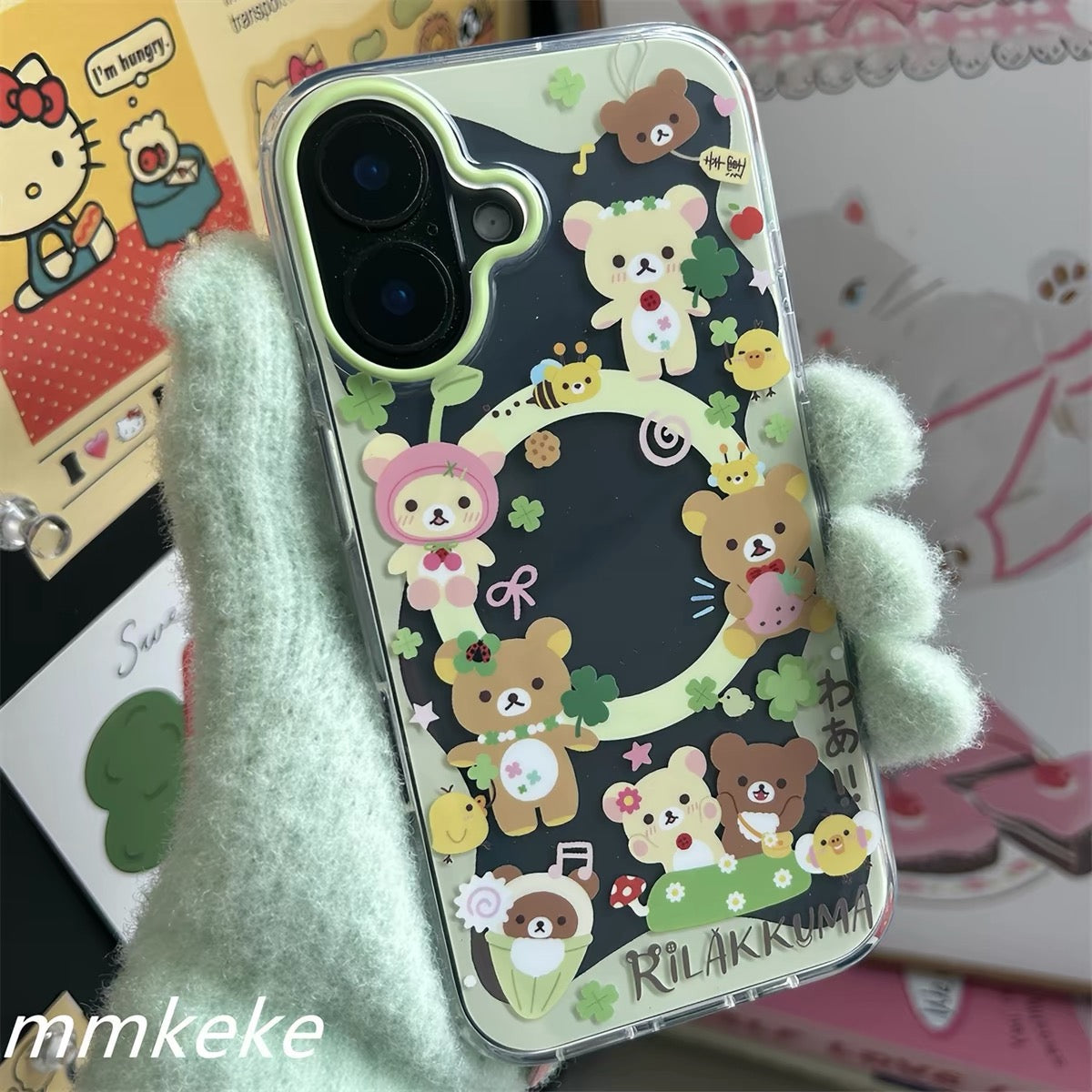 Rilakkuma clover phone case shown without magnetic holder