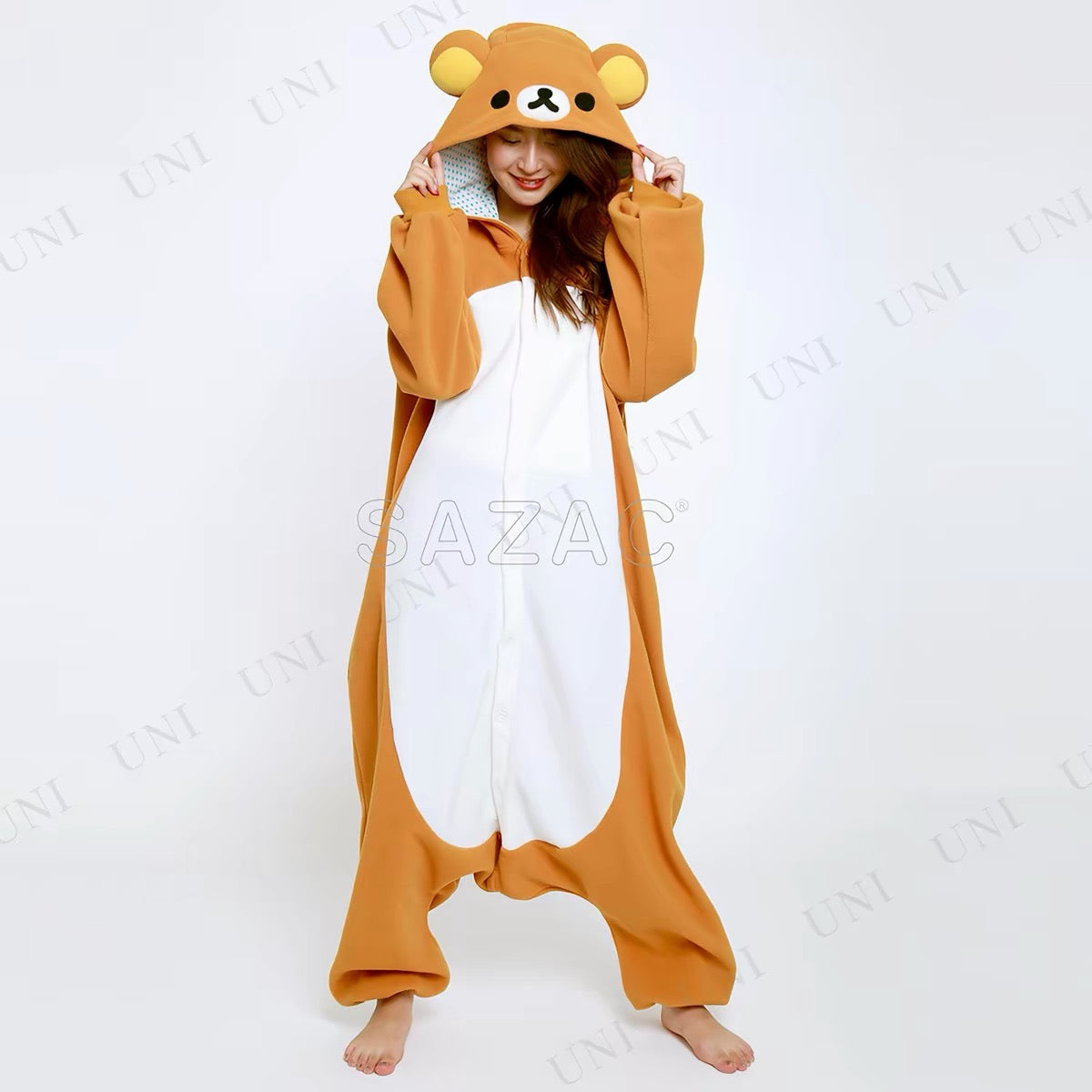 Brown bear kigurumi onesie hood detail