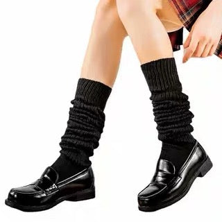 Black slouch leg warmers front view
