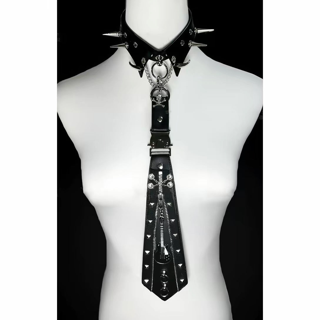 Black spiked choker punk tie on mannequin
