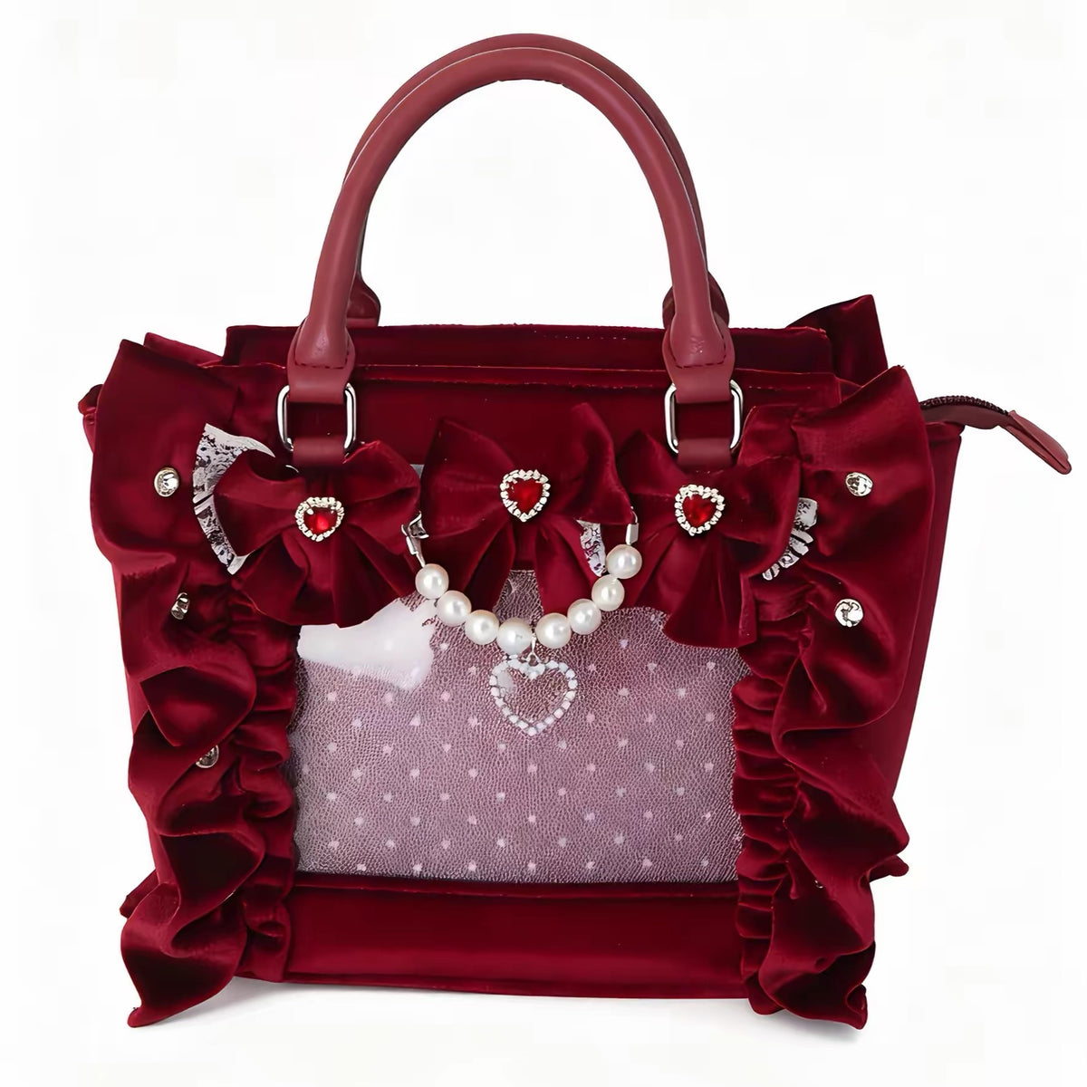 Red velvet bow ita bag product view